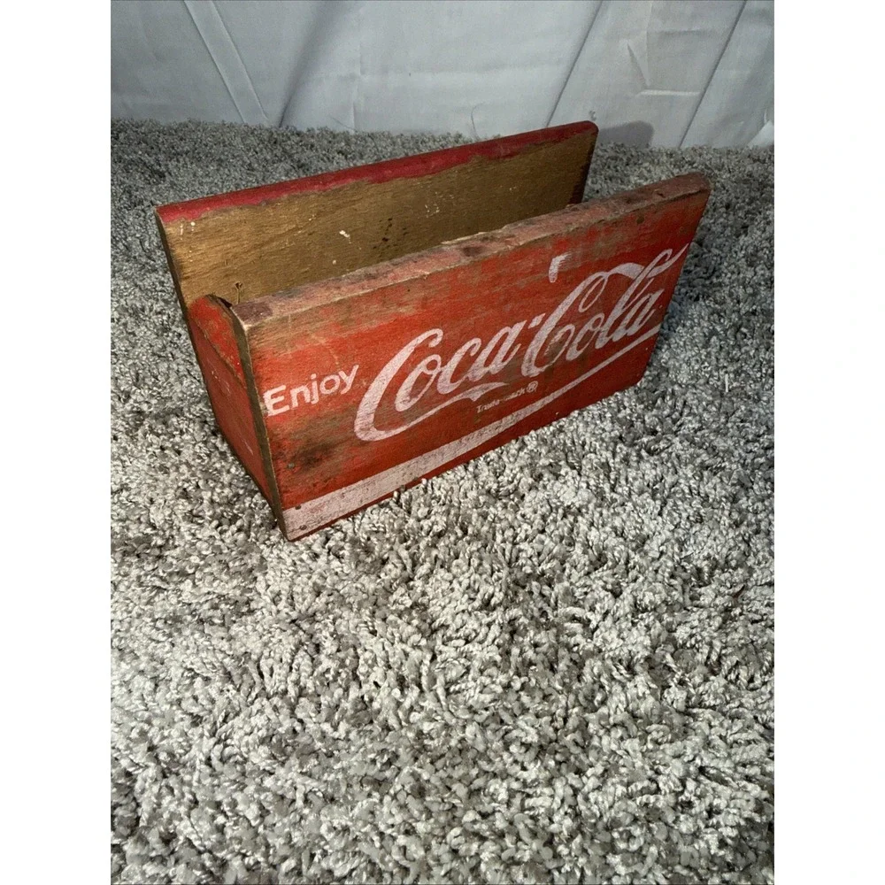 Vintage Wood Coca Cola Utensil Silverware Napkin Caddy Holder Wood  Coke