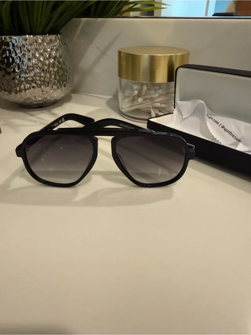 Spitfire Men's Aviator Sunglasses in Black with Smoke Lenses