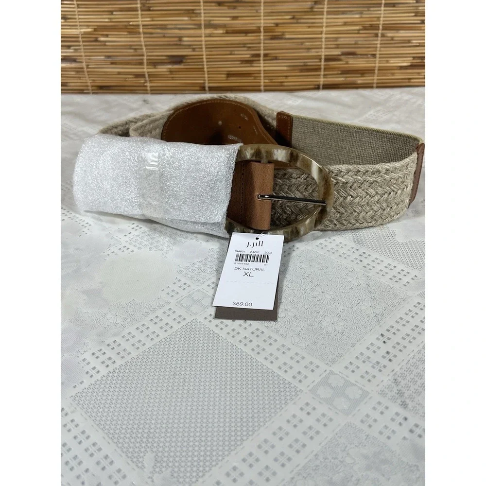 NWT J.Jill brown Genuine Leather With 100% Jute Size XL Dk Natural (BLT194621)