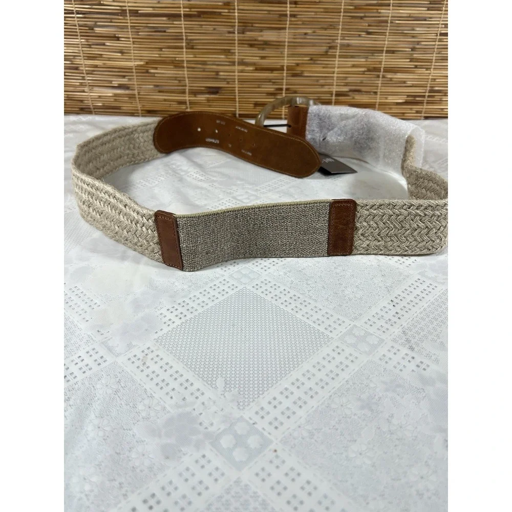 NWT J.Jill brown Genuine Leather With 100% Jute Size XL Dk Natural (BLT194621)