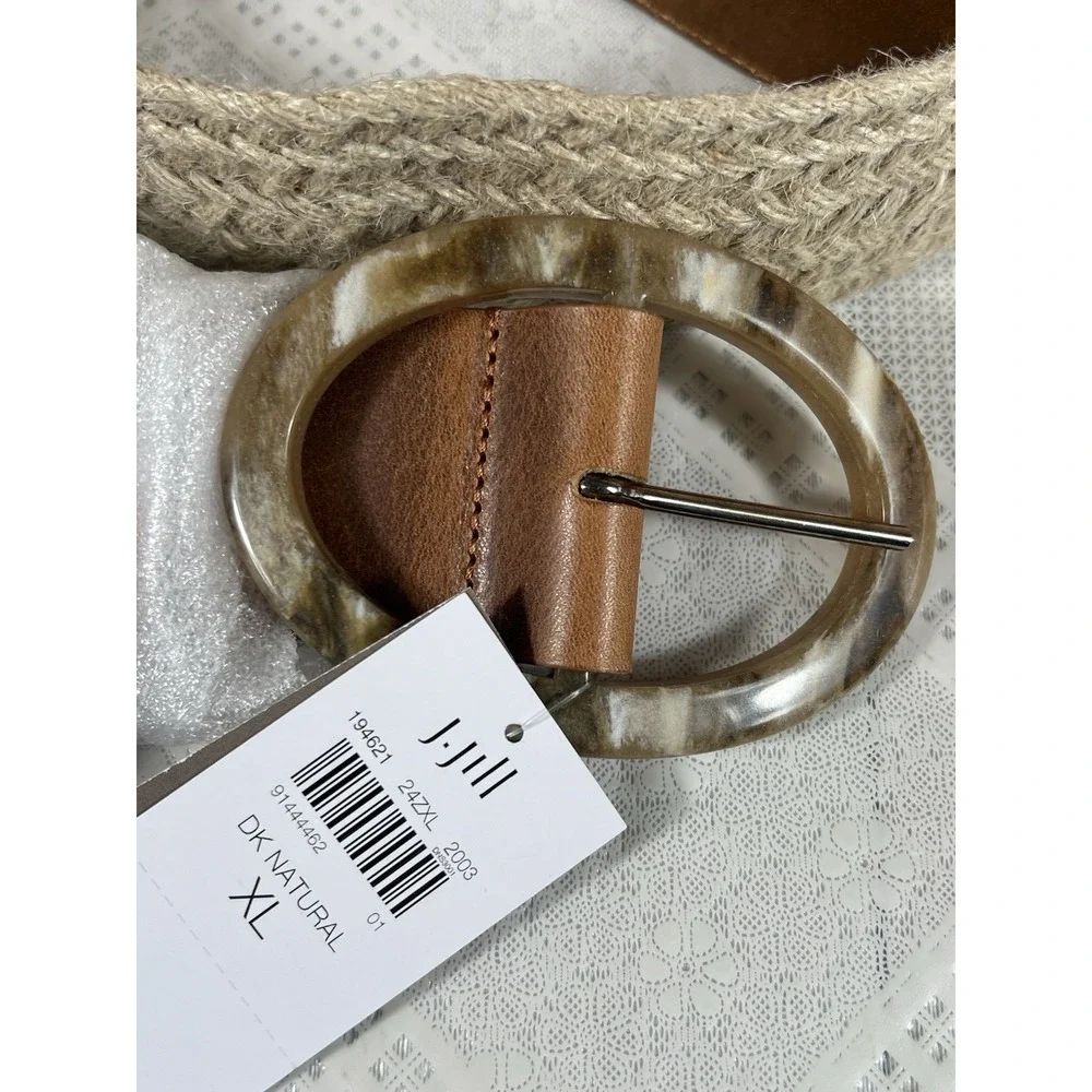 NWT J.Jill brown Genuine Leather With 100% Jute Size XL Dk Natural (BLT194621)