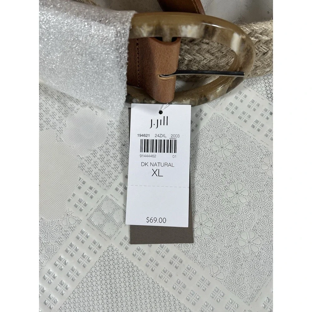 NWT J.Jill brown Genuine Leather With 100% Jute Size XL Dk Natural (BLT194621)