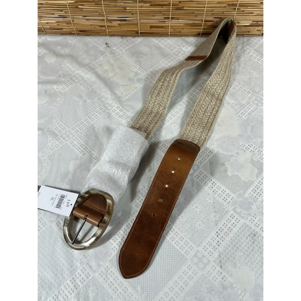 NWT J.Jill brown Genuine Leather With 100% Jute Size XL Dk Natural (BLT194621)