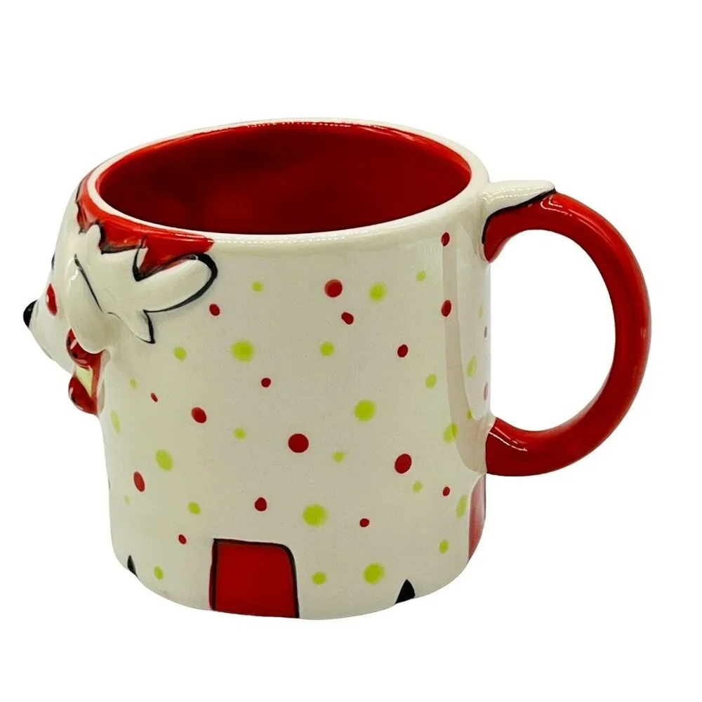 Temptations Tara Reindeer 3D‎ Design Christmas Mug Plate Set Polka Dots