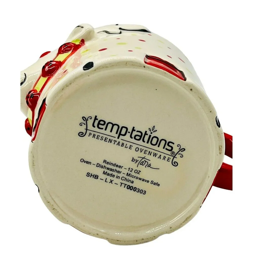 Temptations Tara Reindeer 3D‎ Design Christmas Mug Plate Set Polka Dots