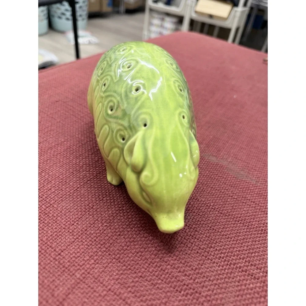 Vintage‎ MCM BEVAN KILNS California Pottery Appetizer Toothpick Holder Pig Green