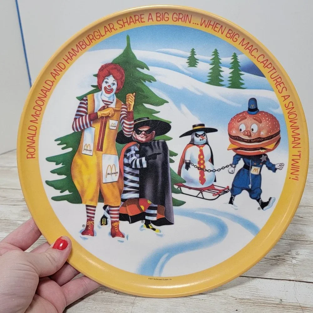 Vintage 1977 McDonald's Ronald McDonald Plate Big Mac Hamburgler Snow 10