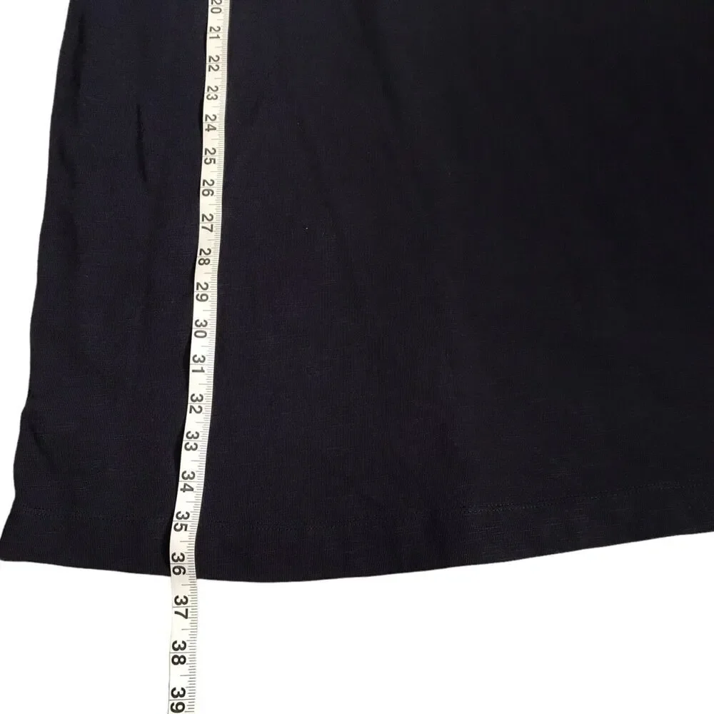 Loft Dress Womens Size S Navy Blue Embroidered Eyelet 3/4 Bell Sleeve Shift Boho