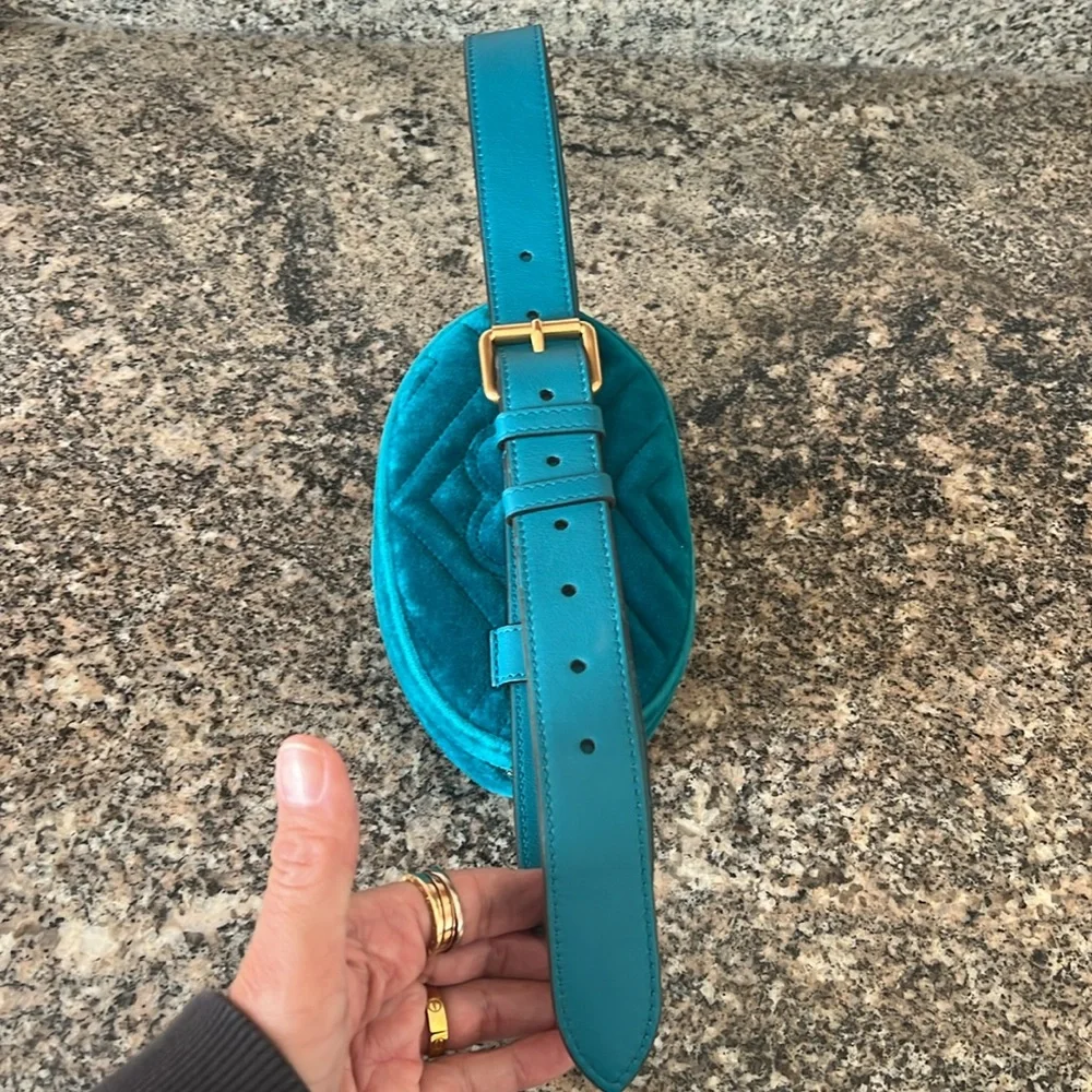 Gucci Velvet Matelasse GG Marmont Belt Bag