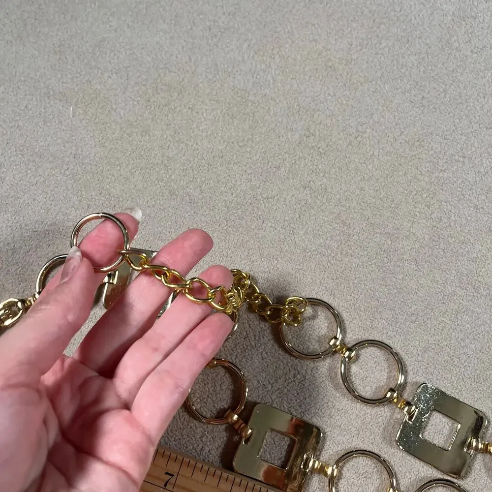 Vintage 90s Y2K Gold Metal Hoop Belt Waist Chain Retro Adjustable Fairycore