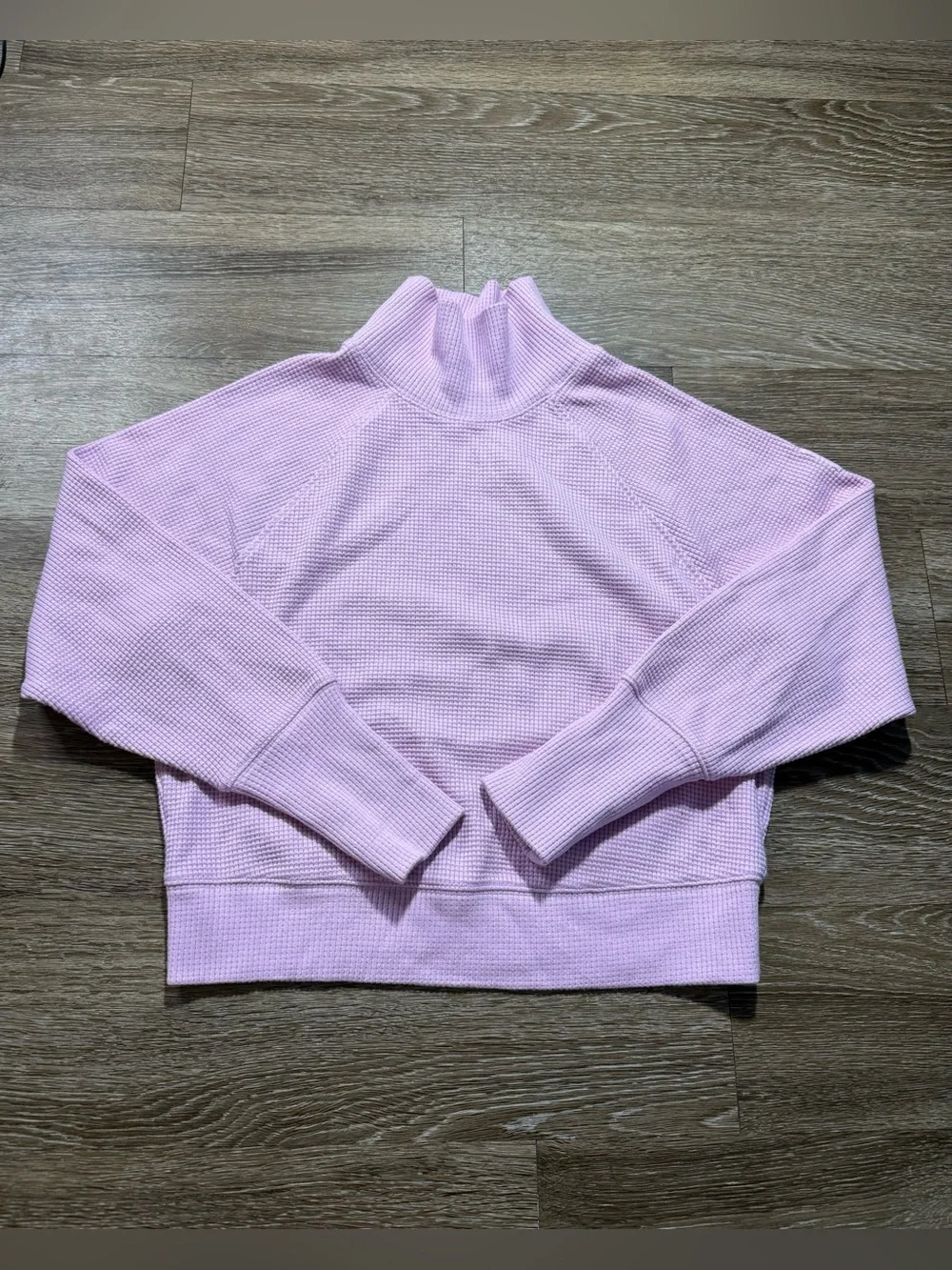 Alo Yoga Waffle Weekend Escape Mock Neck Sweatshirt Sugarplum Pink