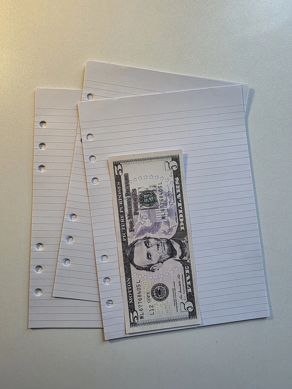 A5 White Lined Loose-Leaf Notebook Paper - 12 Sheets