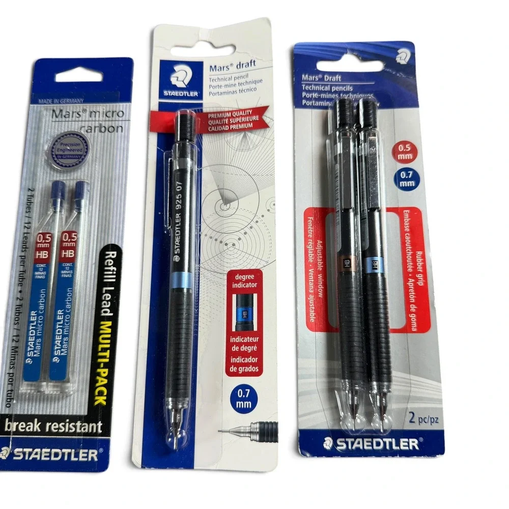 Staedtler Mars Draft Technical Pencil Set 925 07 925 SBK2 with Refill Leads NOS