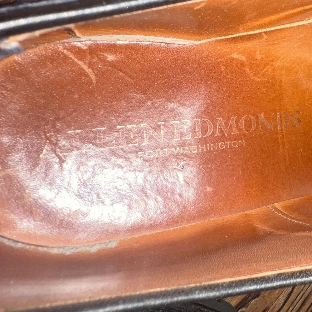 Allen Edmonds Tate Wingtip Derby Black Leather‎ Lug Sole Shoes Men's 8.5 3E 3037