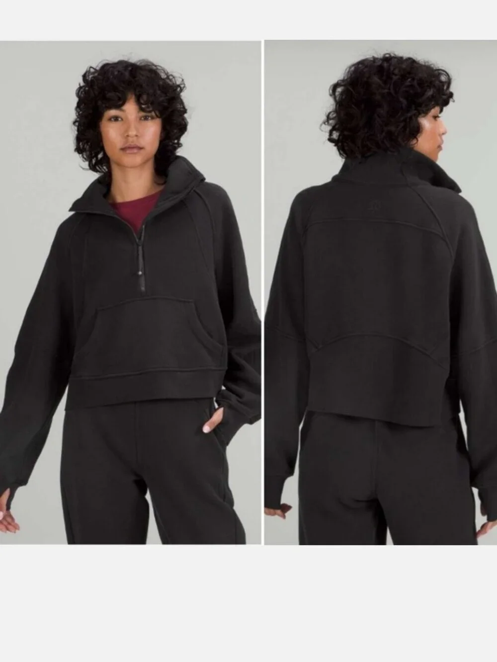 lululemon athletica Black Half-Zip Funnel Neck Pullover Sweater