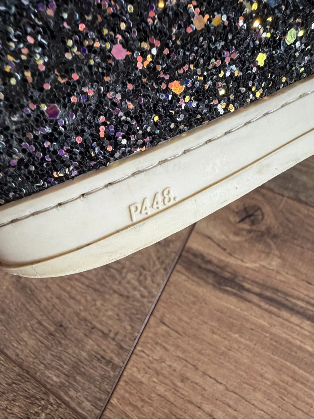 P448 John Black Multi Glitter Suede Low-Top Sneakers EU 39 US 8.5 Made in Italy