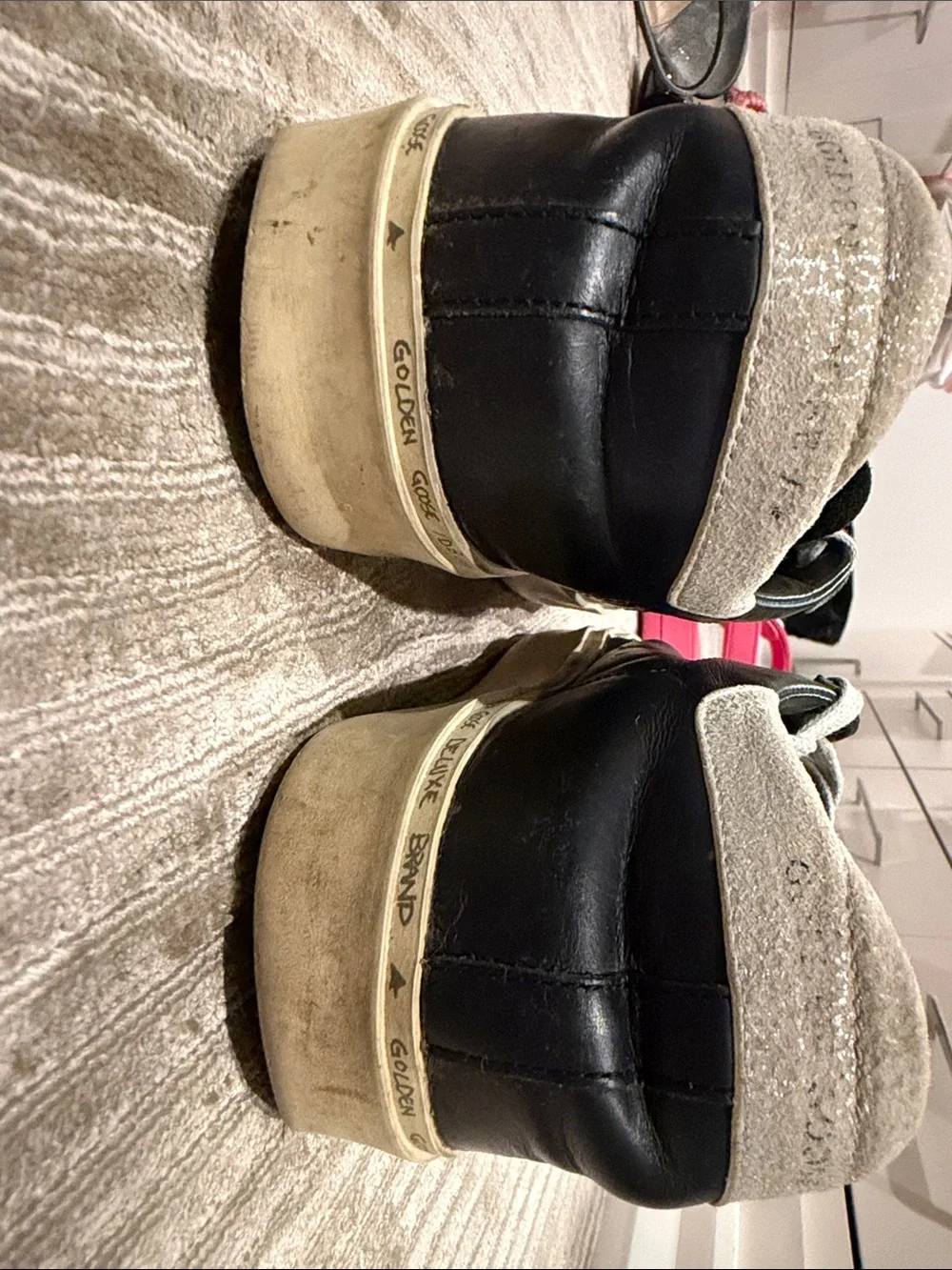 Golden Goose Women’s Hi Star Low Top Black Leather with Metallic Silver Star