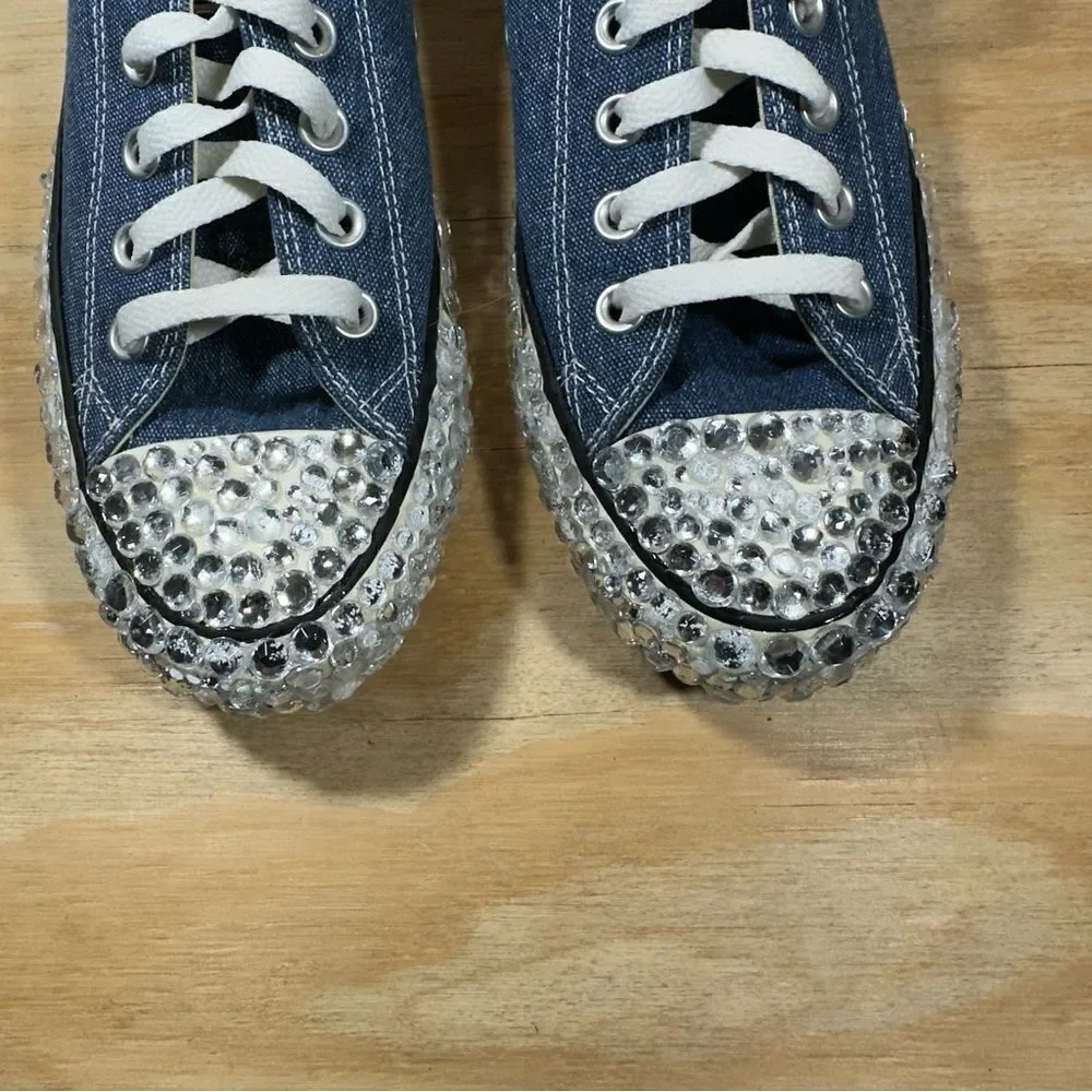 Converse Bedazzled Denim Canvas Sneakers Women’s Size 8