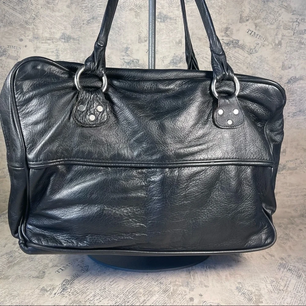 MAELEE Brown Leather Diaper Bag Baby Tote Travel Work Purse Multi Pocket