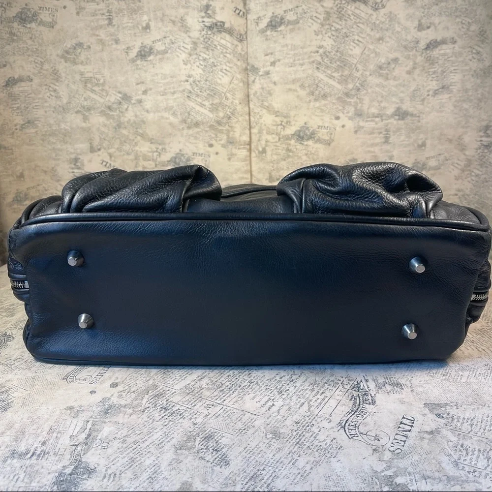 MAELEE Brown Leather Diaper Bag Baby Tote Travel Work Purse Multi Pocket