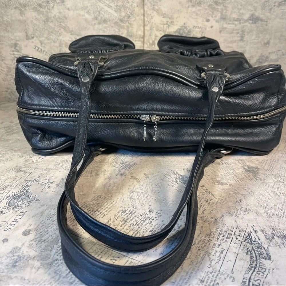 MAELEE Brown Leather Diaper Bag Baby Tote Travel Work Purse Multi Pocket
