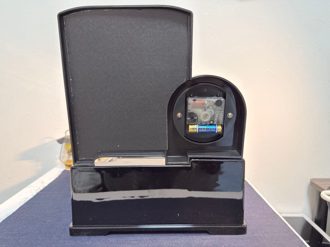 【Unopened/Operation OK】Super Rare Showa Retro Telephone Stand with Music Box Clock, Lacquerware Style, Vintage Item