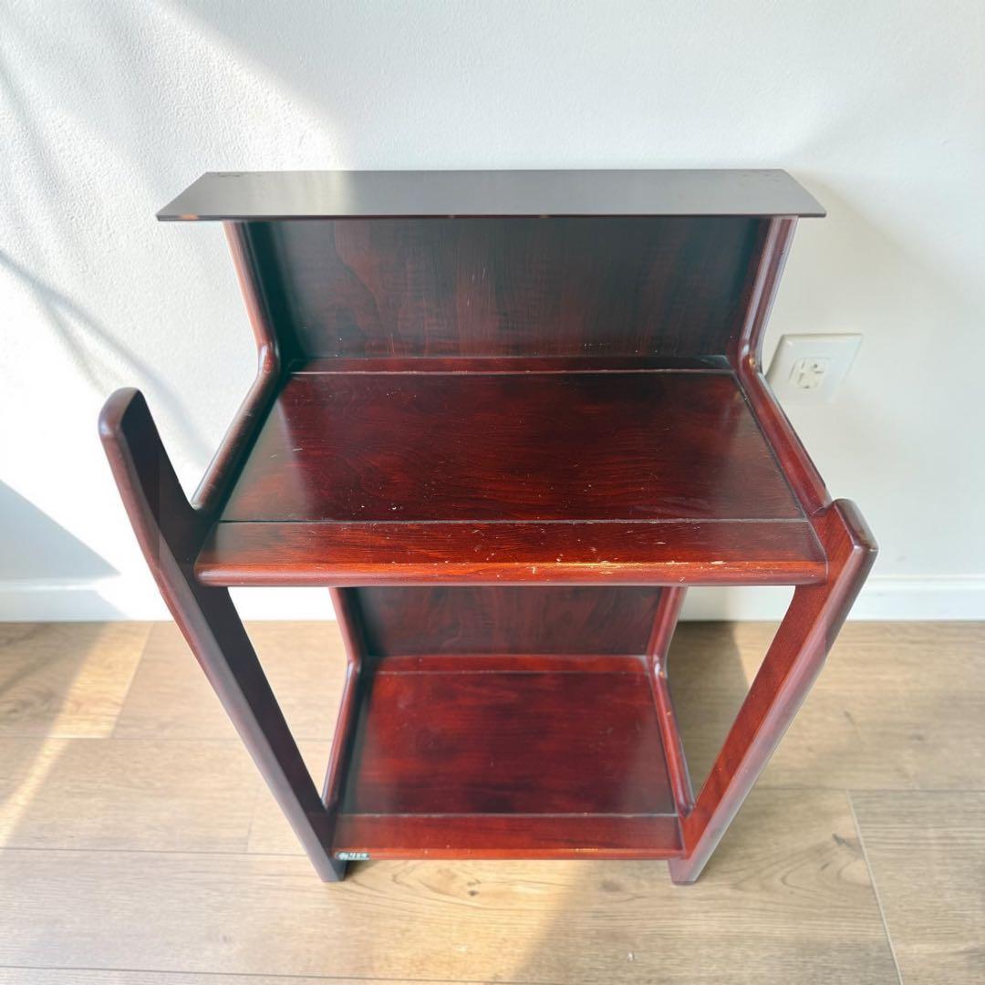 Old Karuimoku Antique Retro Wooden 3-Tier Rack Shelf Brown