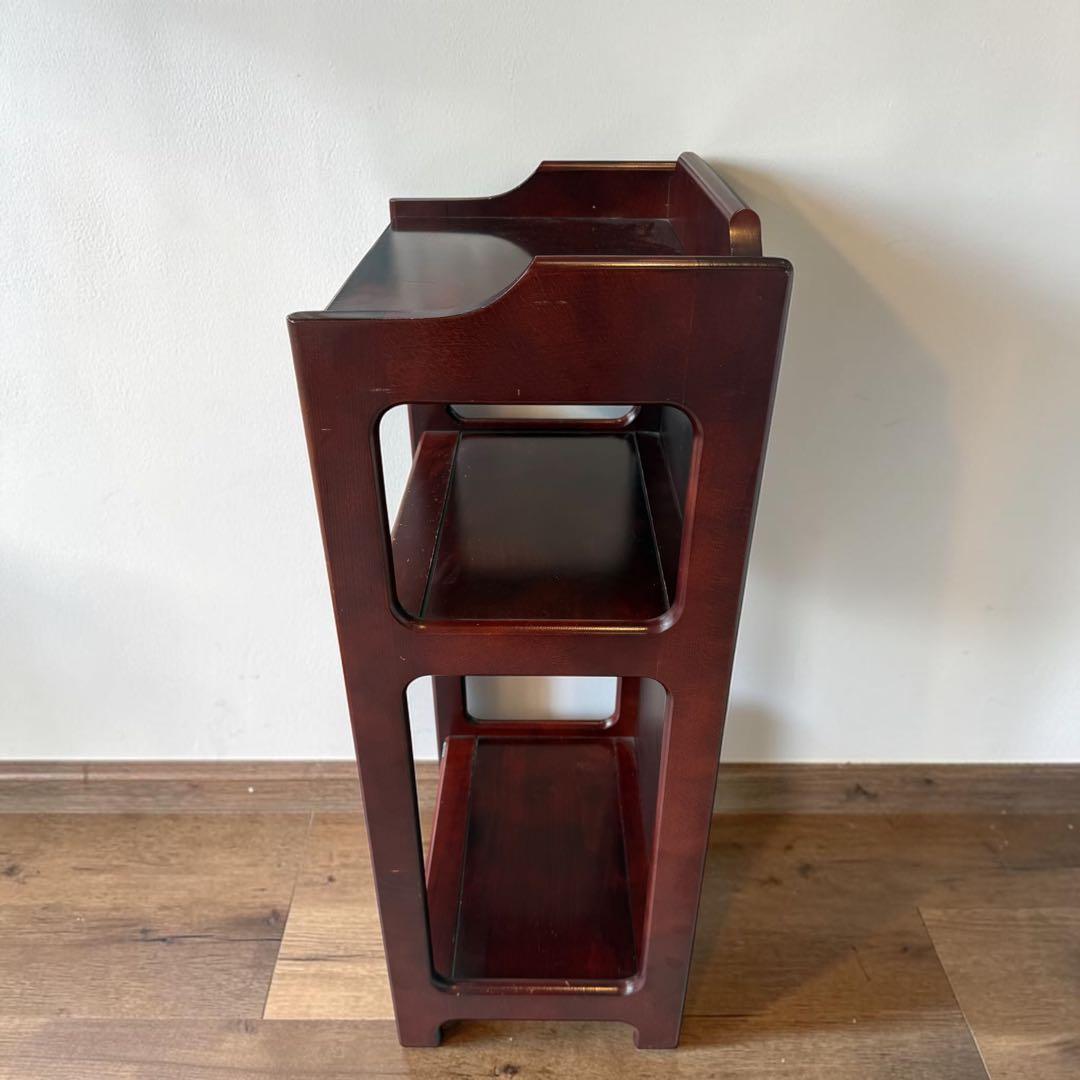 Old Karuimoku Antique Retro Wooden 3-Tier Rack Shelf Brown
