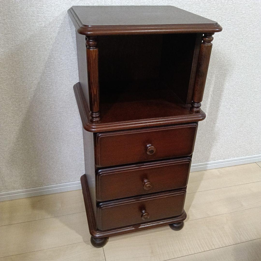 HIKARI Hikari Furniture Wooden Side Chest Telephone Stand Storage 3-Tier Antique Furniture