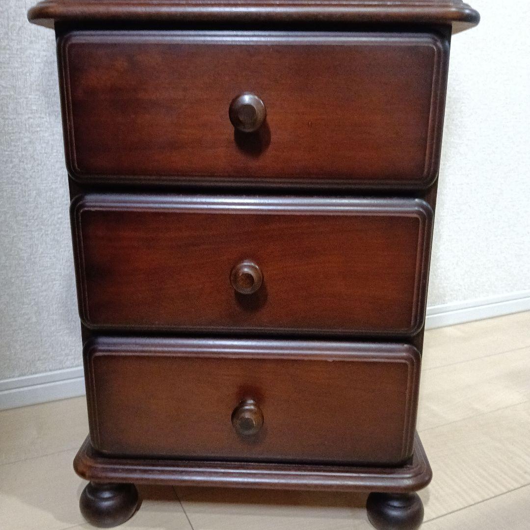 HIKARI Hikari Furniture Wooden Side Chest Telephone Stand Storage 3-Tier Antique Furniture