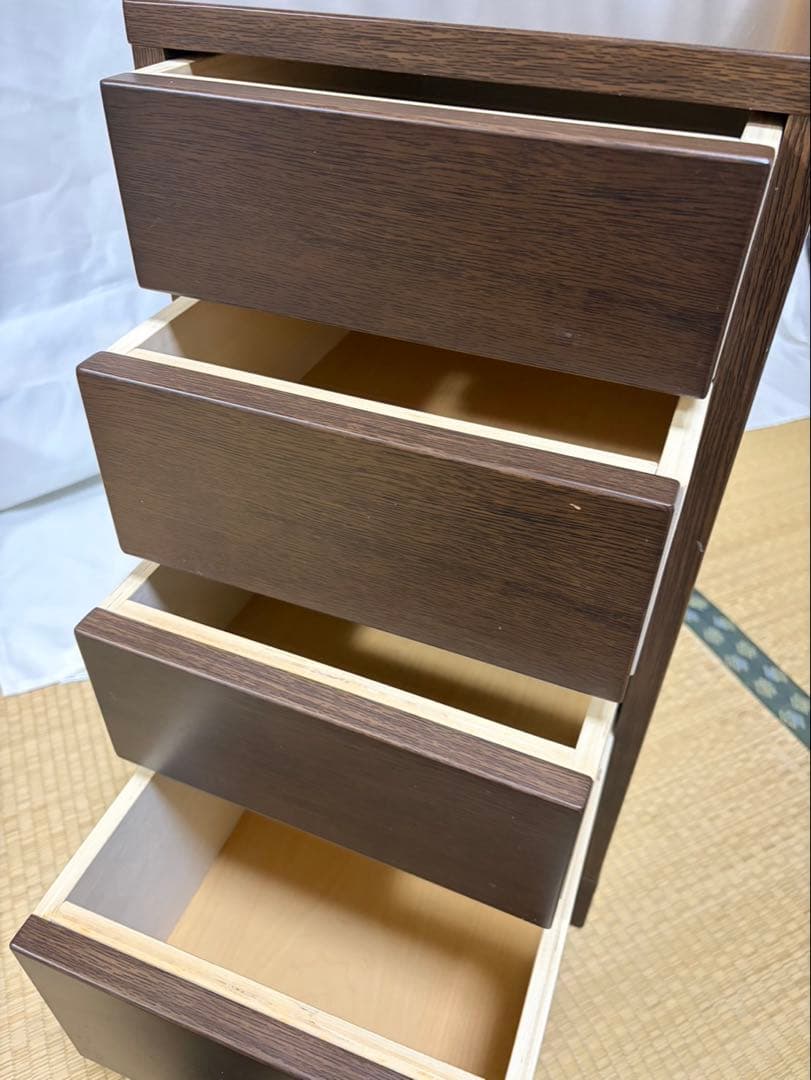 Wooden Chest, Router Storage, Fax Stand, Telephone Stand, Dark Brown, 4-Drawer