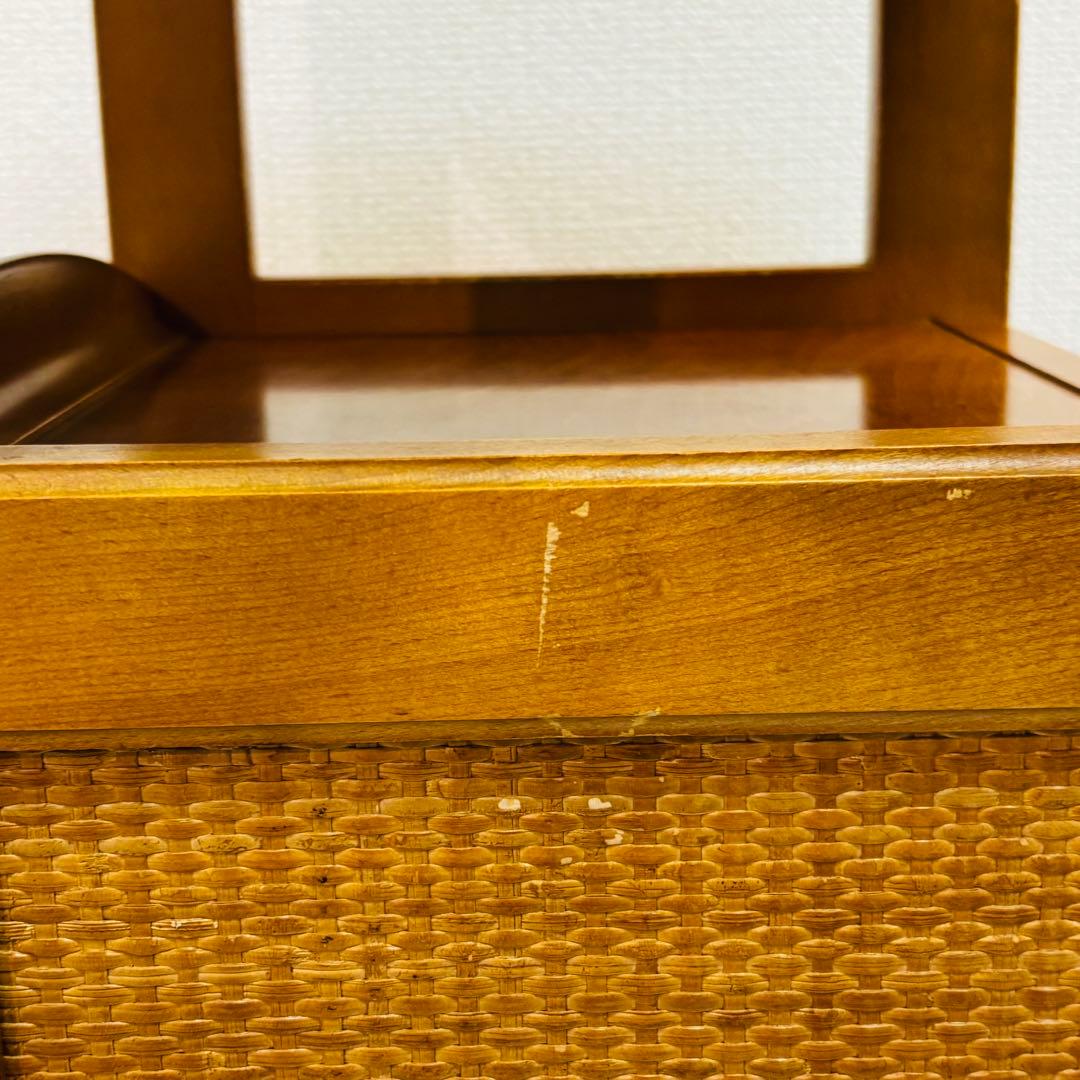 【Beautiful Condition】Karimoku Rattan Side Table, Telephone Stand, Flower Stand, Retro