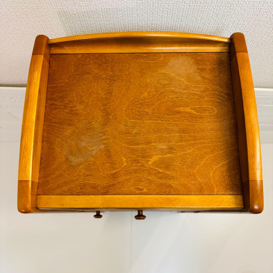 【Beautiful Condition】Karimoku Rattan Side Table, Telephone Stand, Flower Stand, Retro