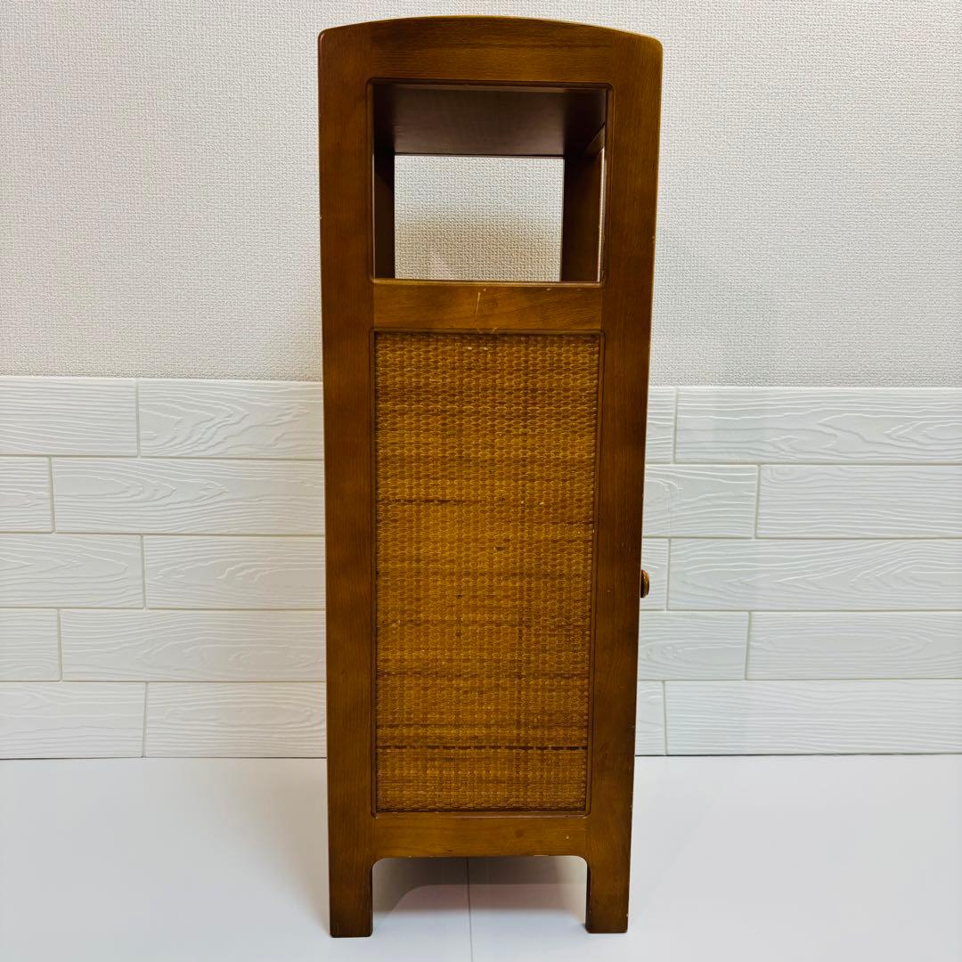 【Beautiful Condition】Karimoku Rattan Side Table, Telephone Stand, Flower Stand, Retro