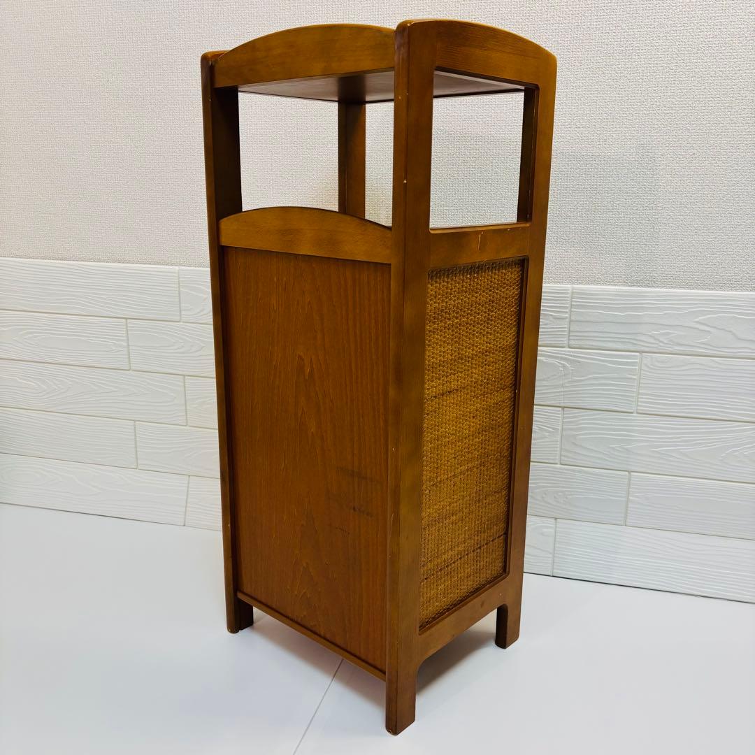 【Beautiful Condition】Karimoku Rattan Side Table, Telephone Stand, Flower Stand, Retro