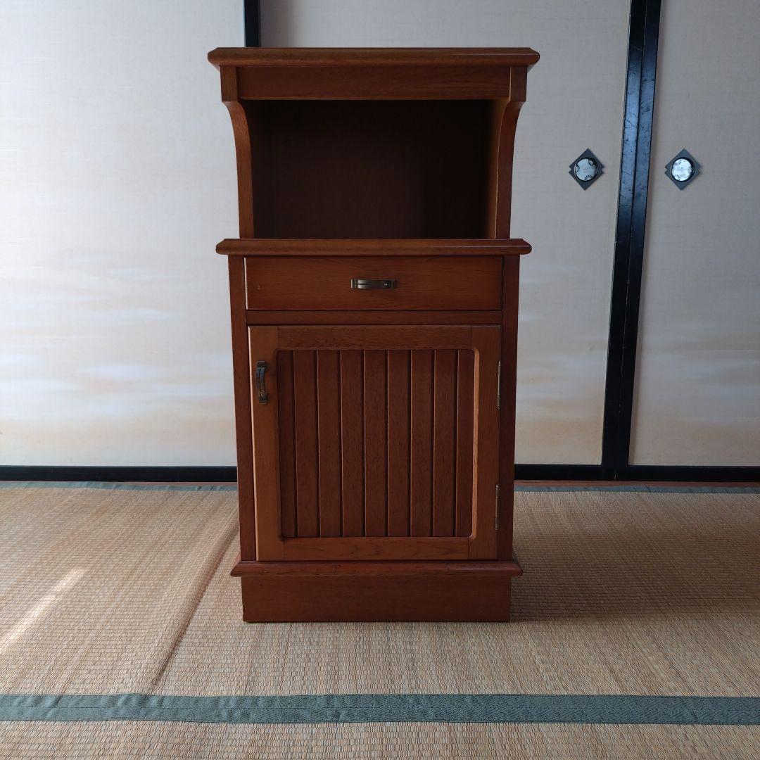 Wooden Brown Telephone Stand with Open Shelf