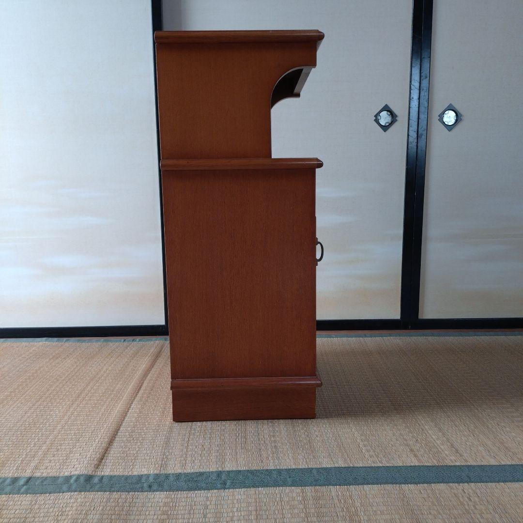 Wooden Brown Telephone Stand with Open Shelf