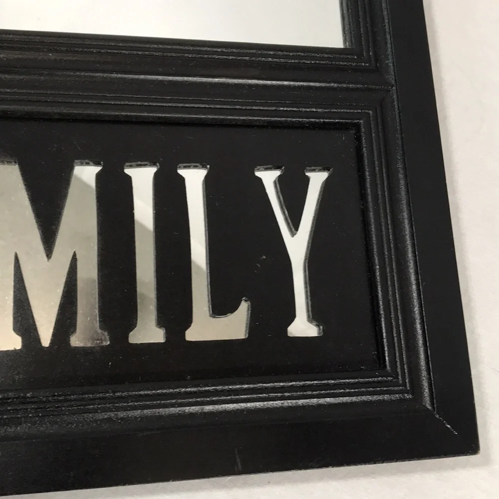 Wooden “Family” Cut-Out Decorative Hanging Mirror