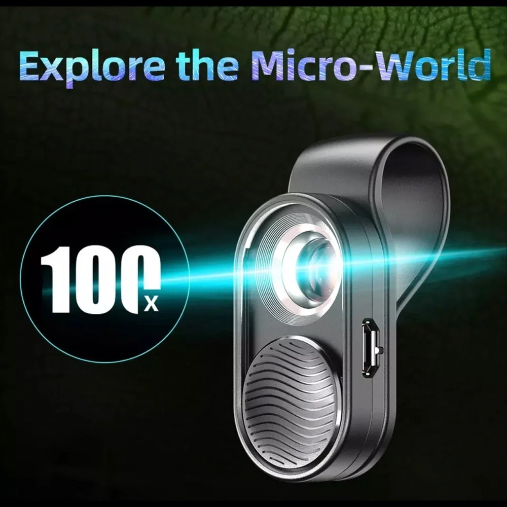 Mobile Microscope Lens LED Light Micro Pocket Lenses for iPhone XS Max Samsung