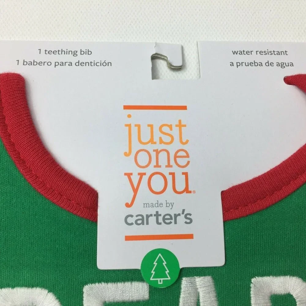 Carter's Just One You Green Christmas Teething Bib Dear Santa I Did My Best