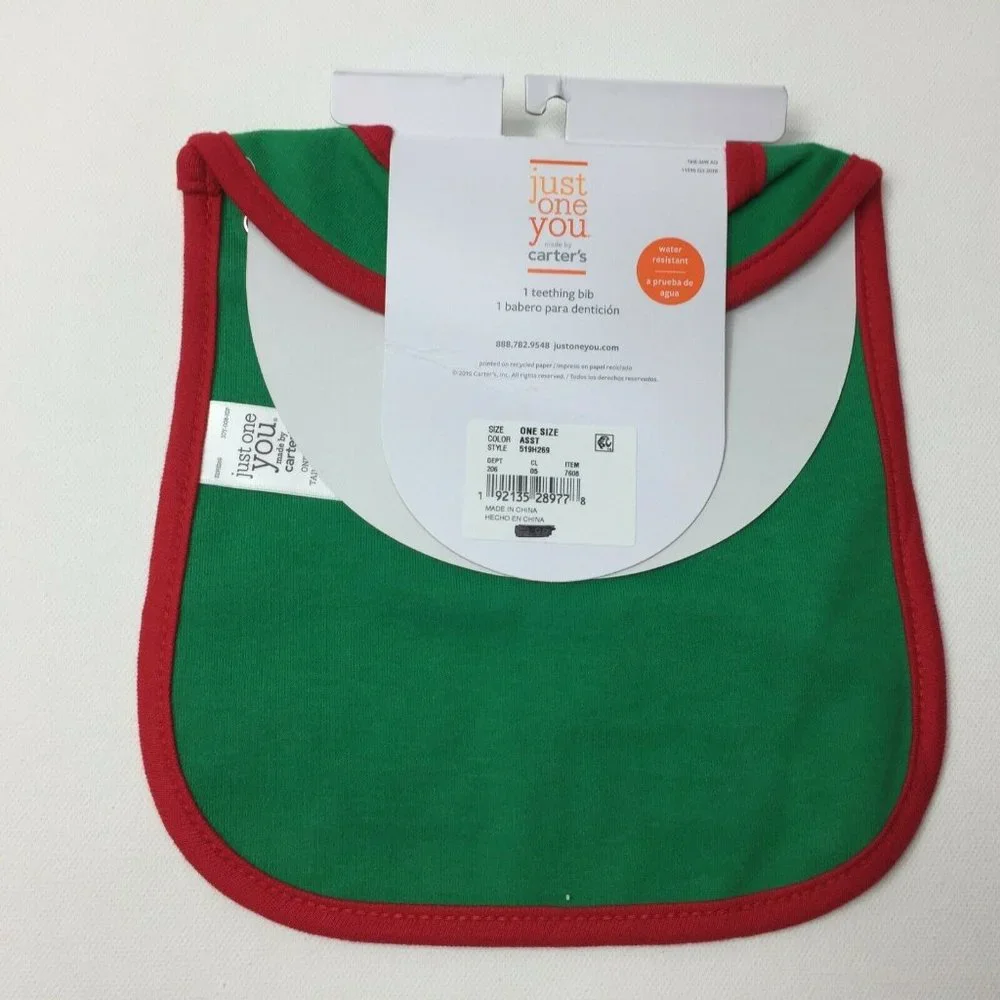 Carter's Just One You Green Christmas Teething Bib Dear Santa I Did My Best