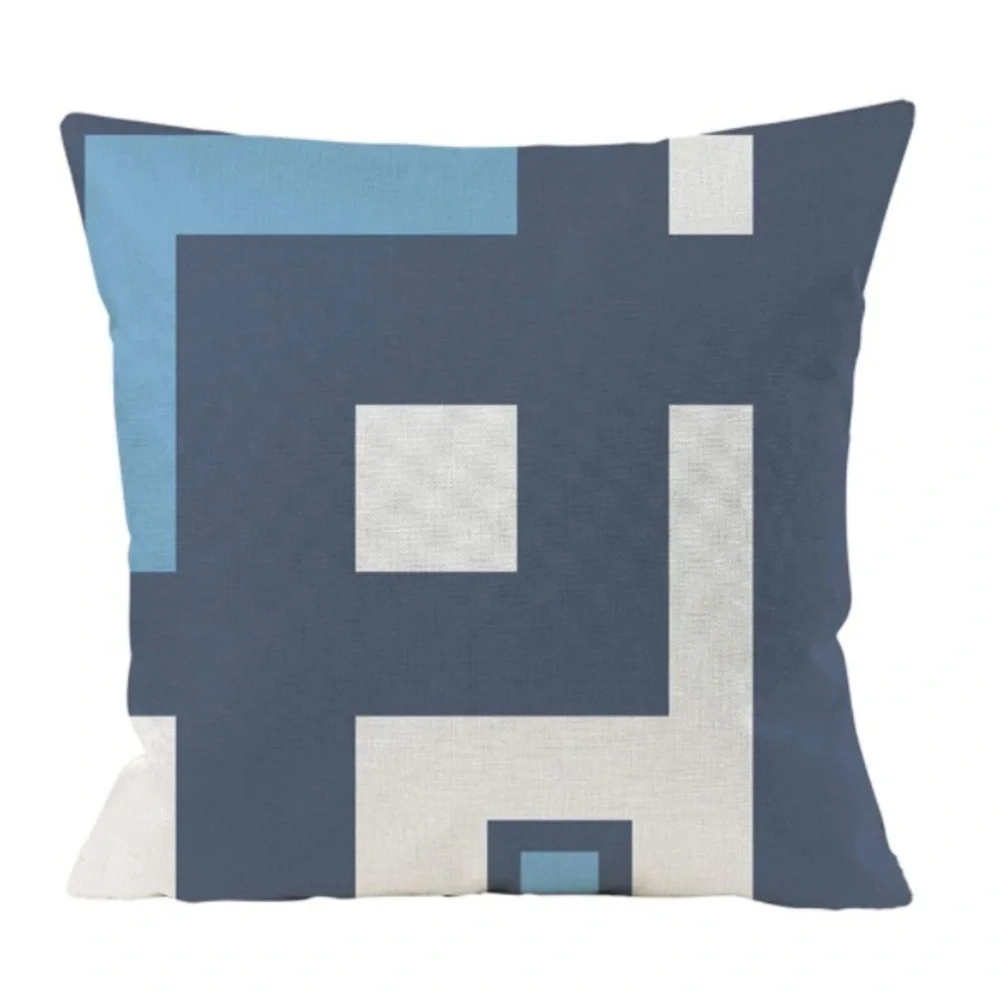 Luxury Home | Set of 4 Two Tone Blue & White Geo Pattern Throw Pillow Covers