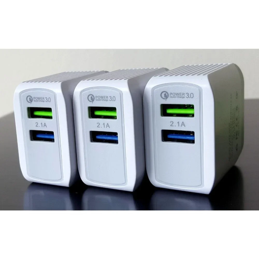 3pack Double Port Wall Charger Phone Travel Charger QC 3.0 Quick Charge