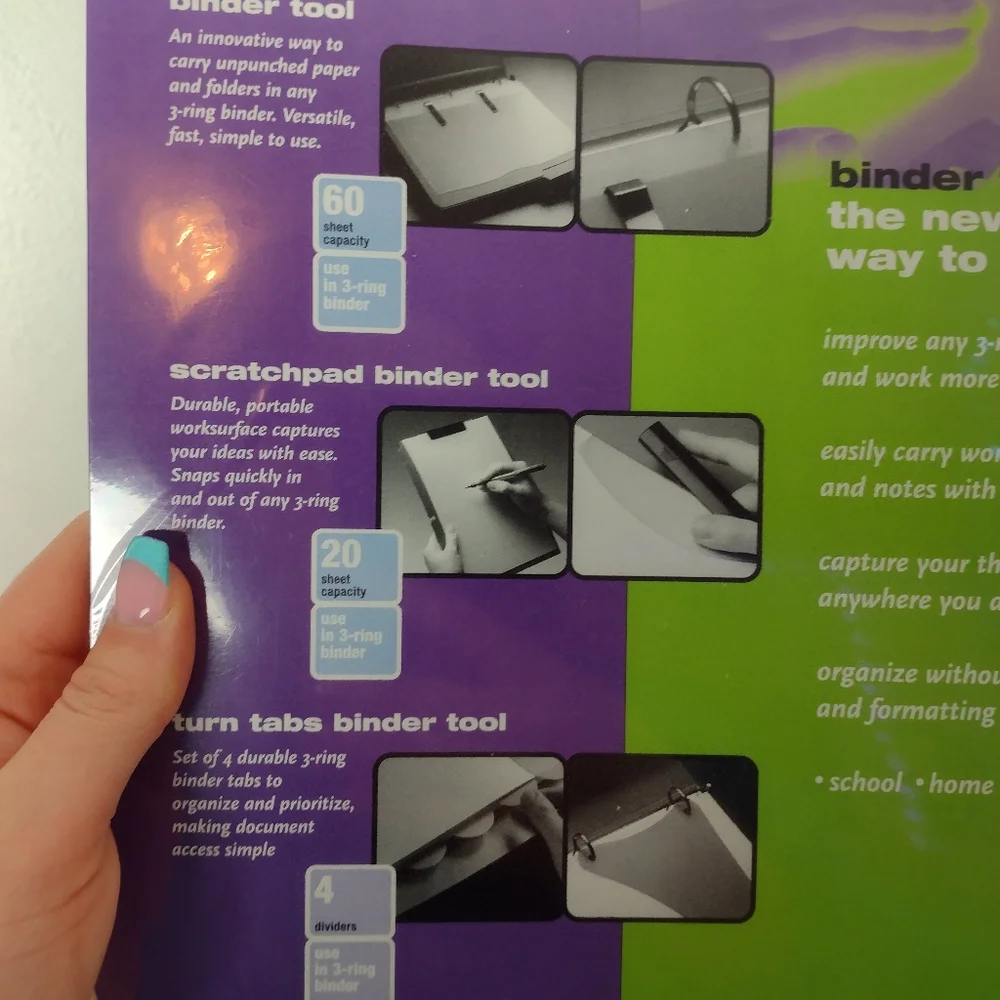 Wilson Jones Turn Tabs Binder Tool 4 Dividers Use in 3 Ring Binder