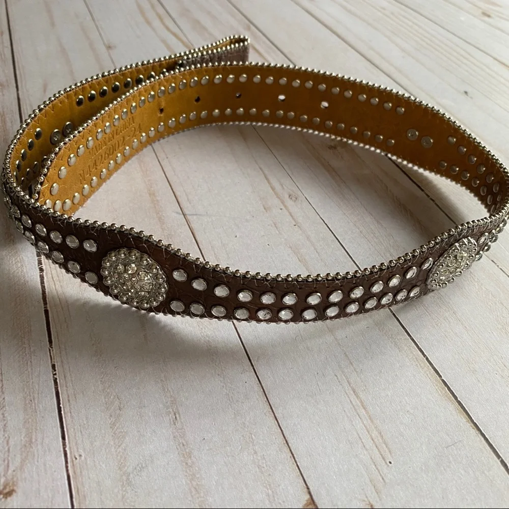 Nocona Leather & Rhinestone Studded Belt