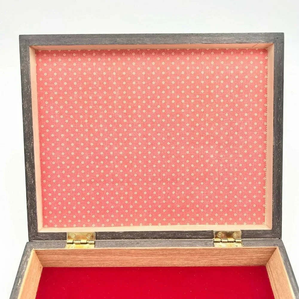 Upcycled Wooden Cigar Box Winne the Pooh and Friends Storage Treasures Black Red