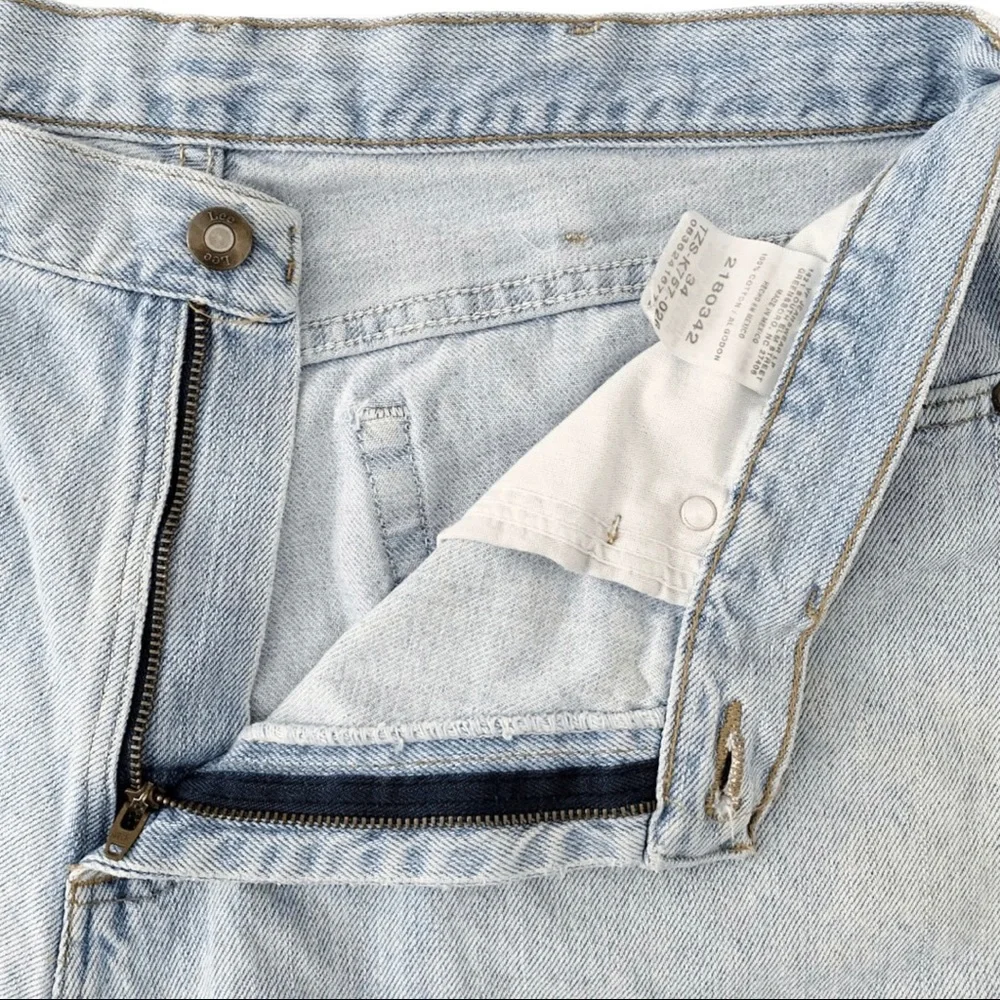 Vintage LEE High Waist Loose Fit Denim Bermuda Mom Shorts Retro Light Wash XL
