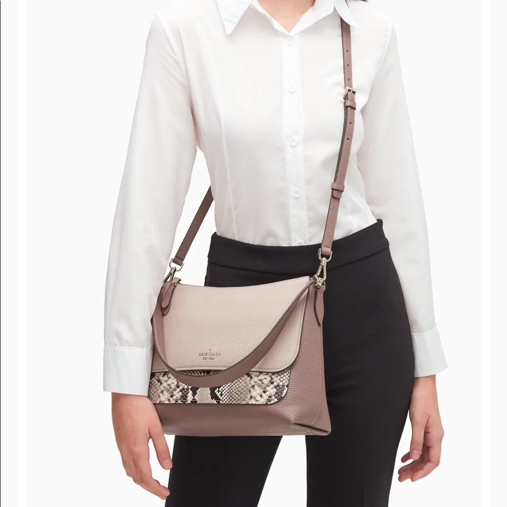 New Kate Spade Mixed Material Flap Shoulder Bag