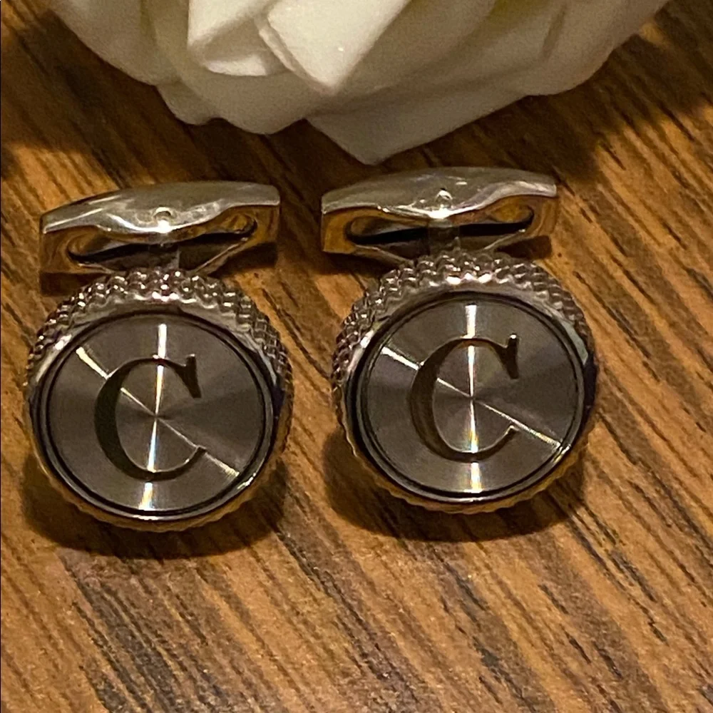 Brass Monogrammed Letter “C” Cufflinks