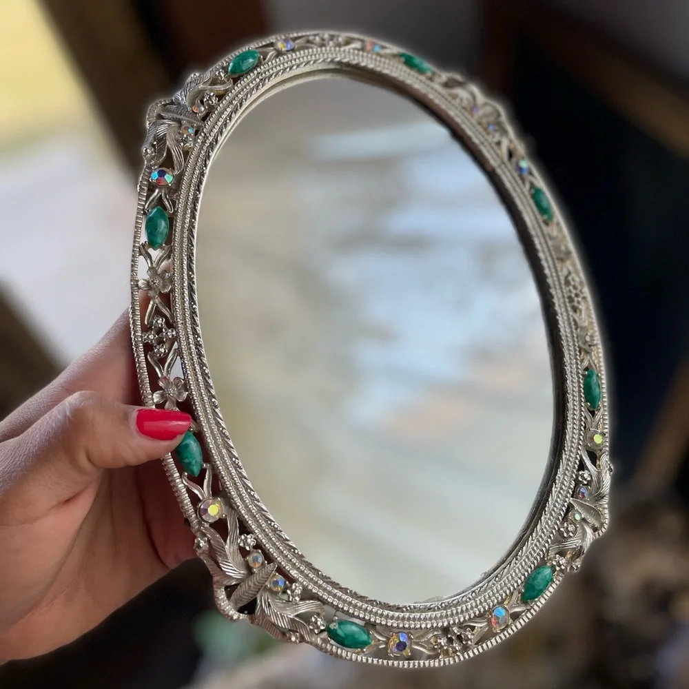 Embellished mirrored tray